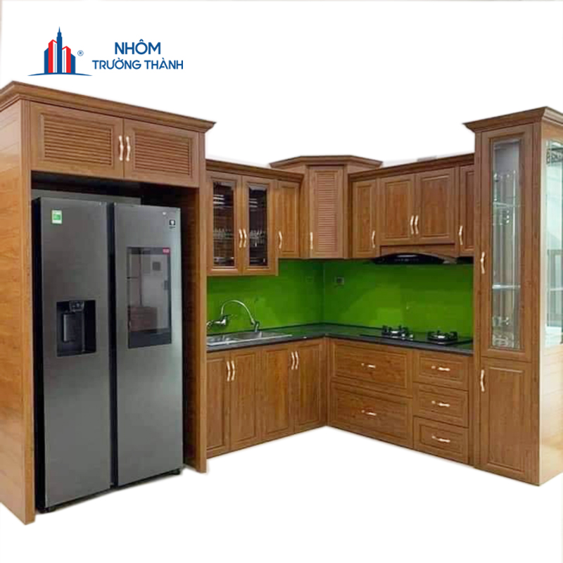 Tủ bếp nhôm vân gỗ